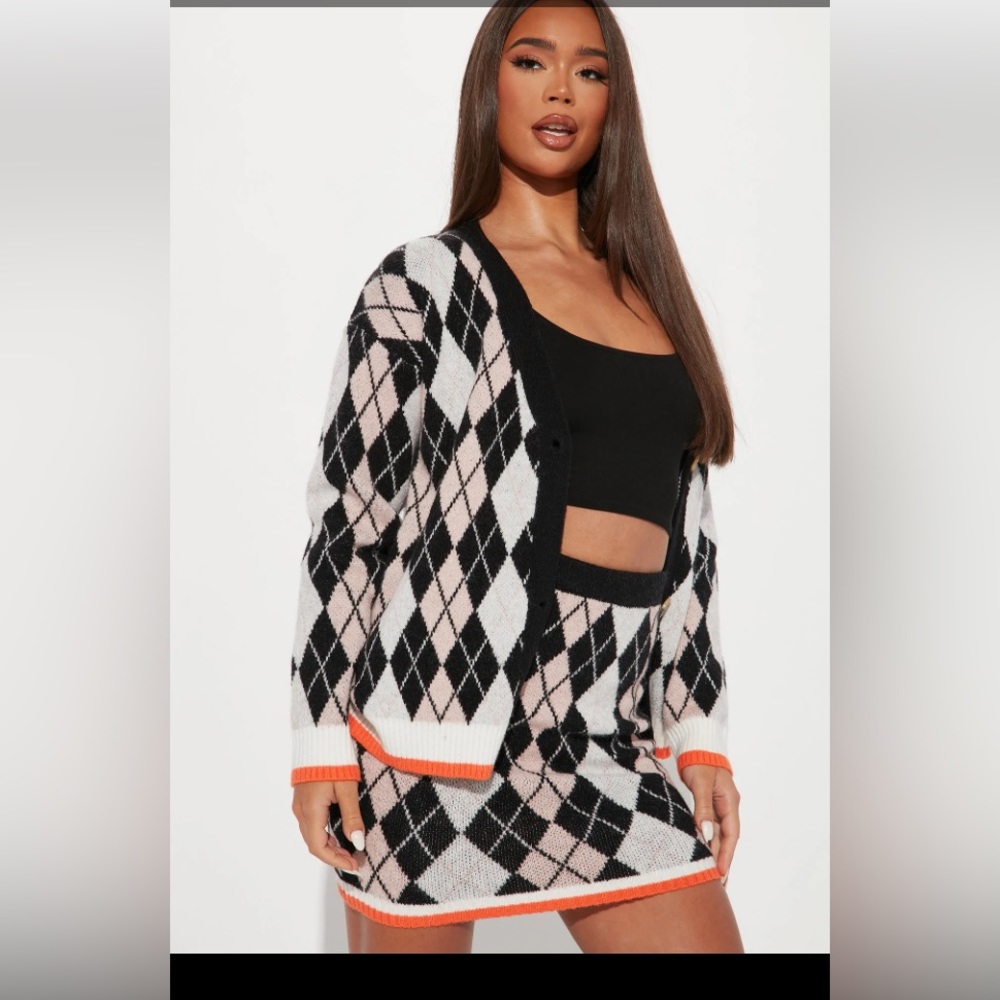 Plaid Sweater Skirt 2 Piece Set